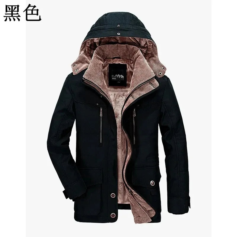 Men Long Winter Coats Down Jackets Hooded Casual