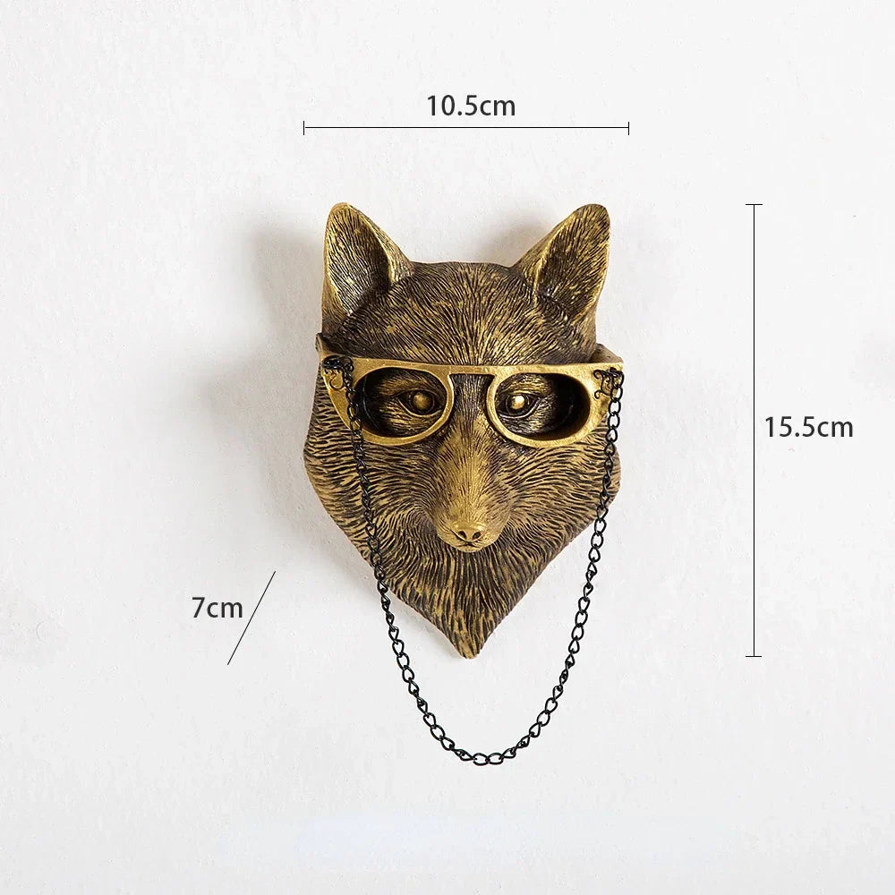 Antique Bronze Resin Animal Pendant Golden Deer Head