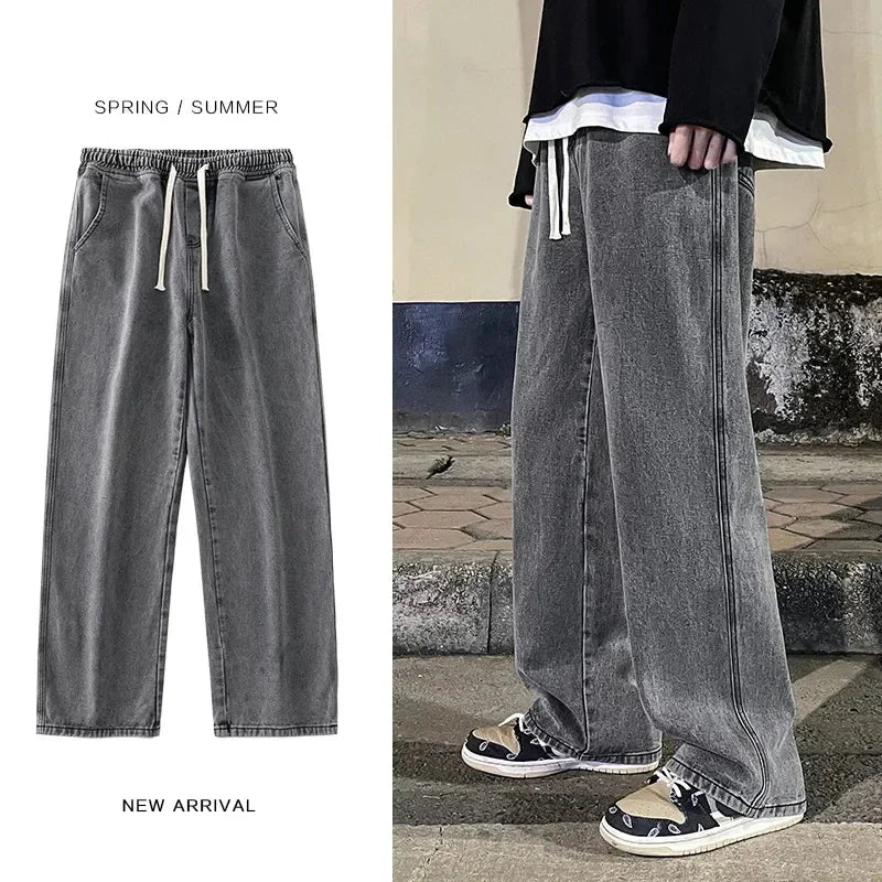 Autumn Korean Fashion Drawstring Y2K Jeans Homme Classic