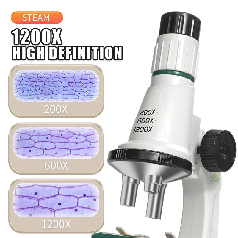 Children Science Biological 200x 600x 1200x Pocket Microscope