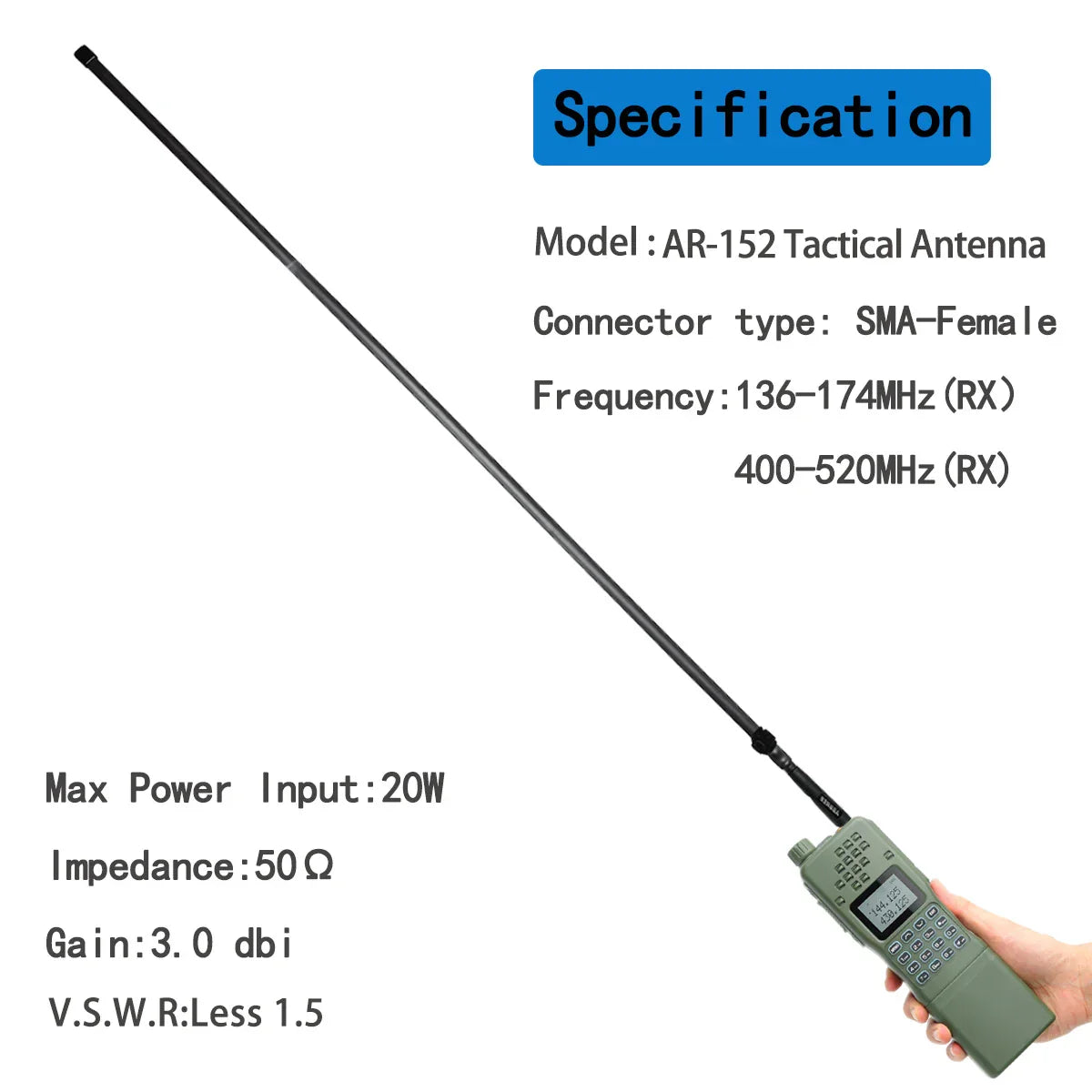 ABBREE Walkie Talkie Foldable CS Tactical Antenna For