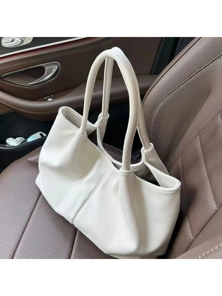 Simple White Shoulder Bag 2023 Women's PU Leather