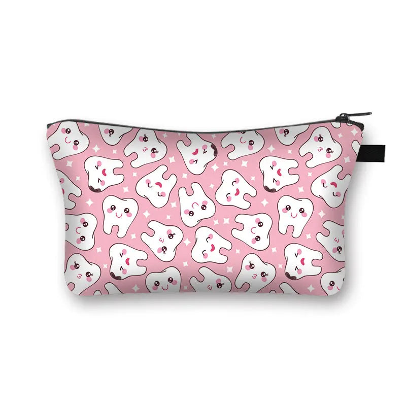 Cartoon Teeth and Tooth Fairy Print Cosmetic Case