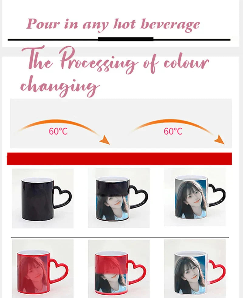 Personalised Magic Mugs Custom Colour Changing Cup Heat