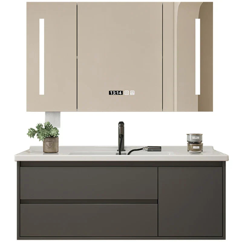 Ceramic Integrated Basin Bathroom Cabinet Modern Minimalist Sink