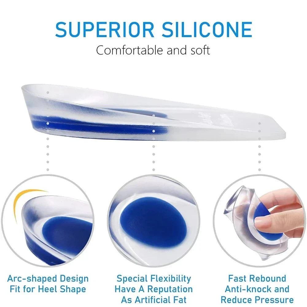 1 Pair Soft Silicone Gel Insoles for Heel