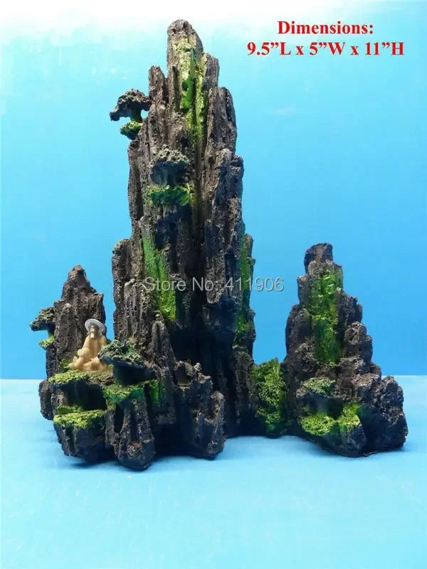 Large Resin Aquarium Fish Tank Mountain View Oranment