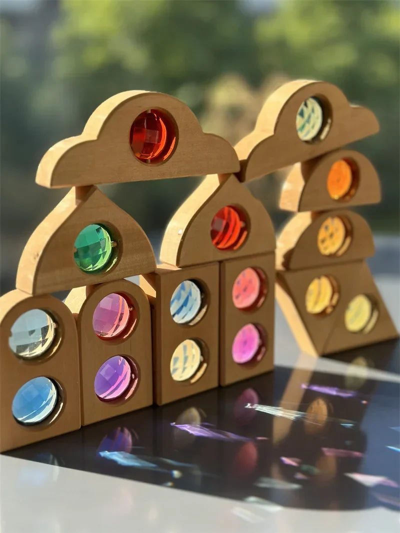 Kids Sparkling Orient Gems Wooden Toys Step Gables