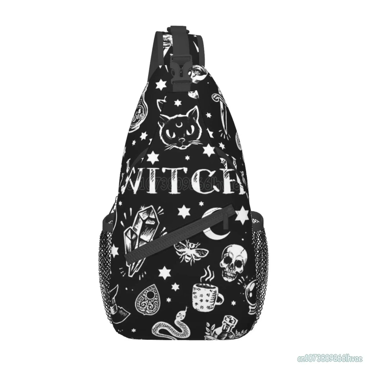 Gothic Skull Cat Moon Pattern Sling Bag Women