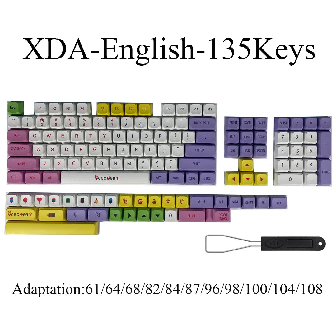 123 Keys PBT Keycap Matcha Green Replaceable DYE-SUB