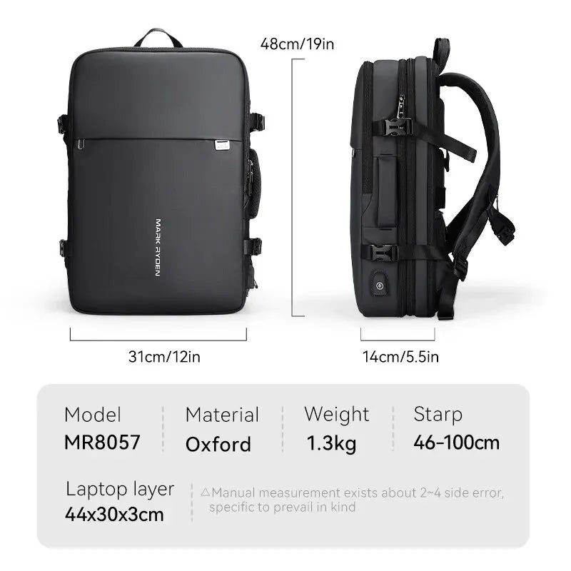 MARK RYDEN Large Travel Backpack Men Multifunctional 39L