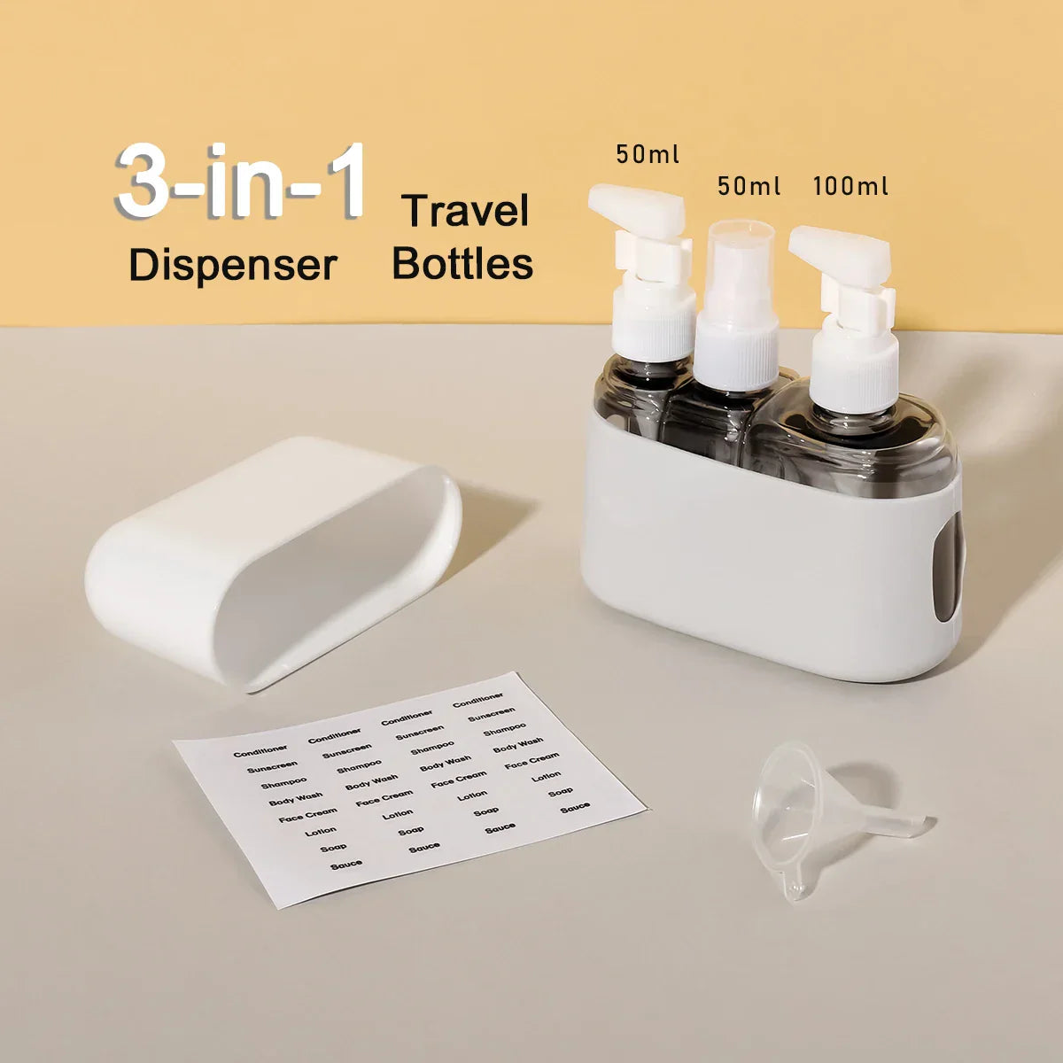3 In 1 50ml and 100ml Travel Bottles