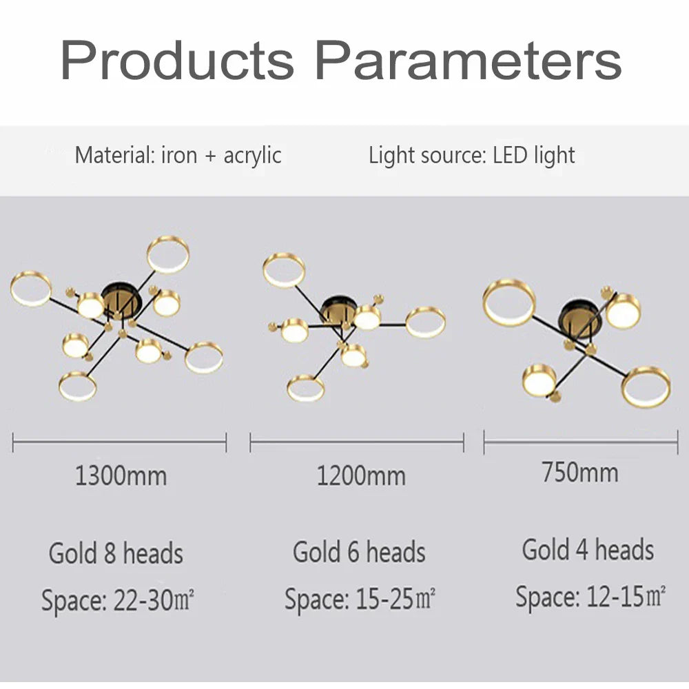 Modern Pendant Light LED Nordic Lamp Gold Black