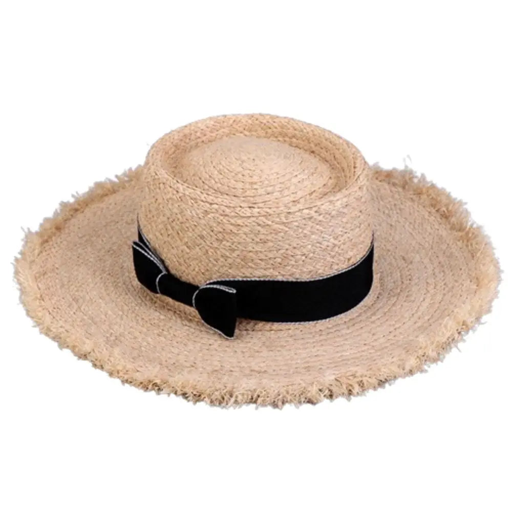 Wide Brim Sun Hats Fashion Flat Top Bowknot
