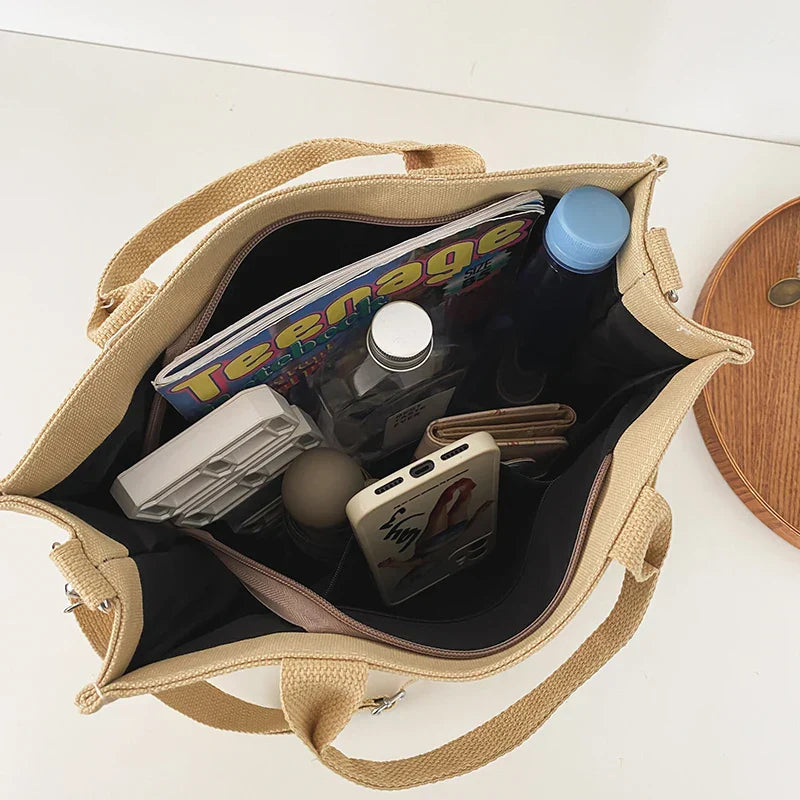 Canvas Bag Women's Large-Capacity Tote Simple Handbag Computer