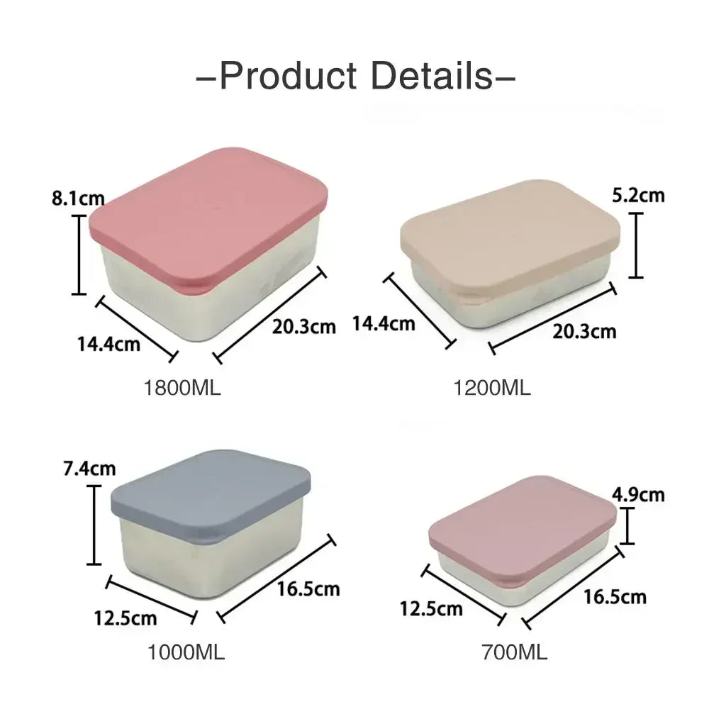 Bpa Free Lunch Box Stainless Steel White Silicone