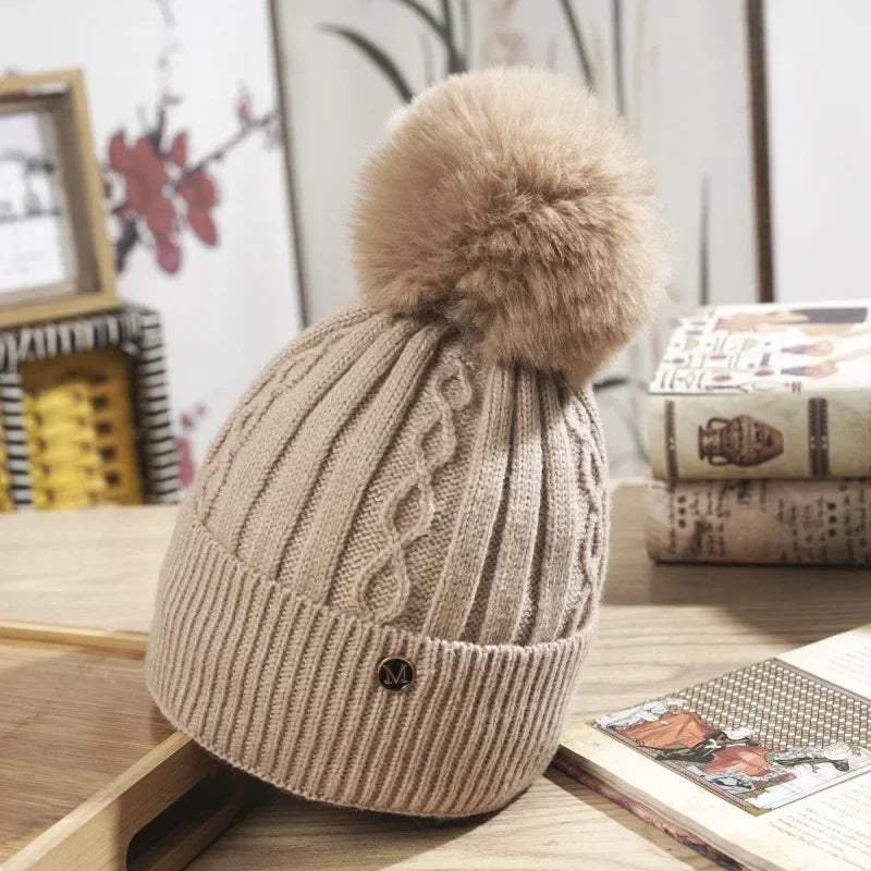 Winter Hats for Woman Thicker Beanies Chenille Ball