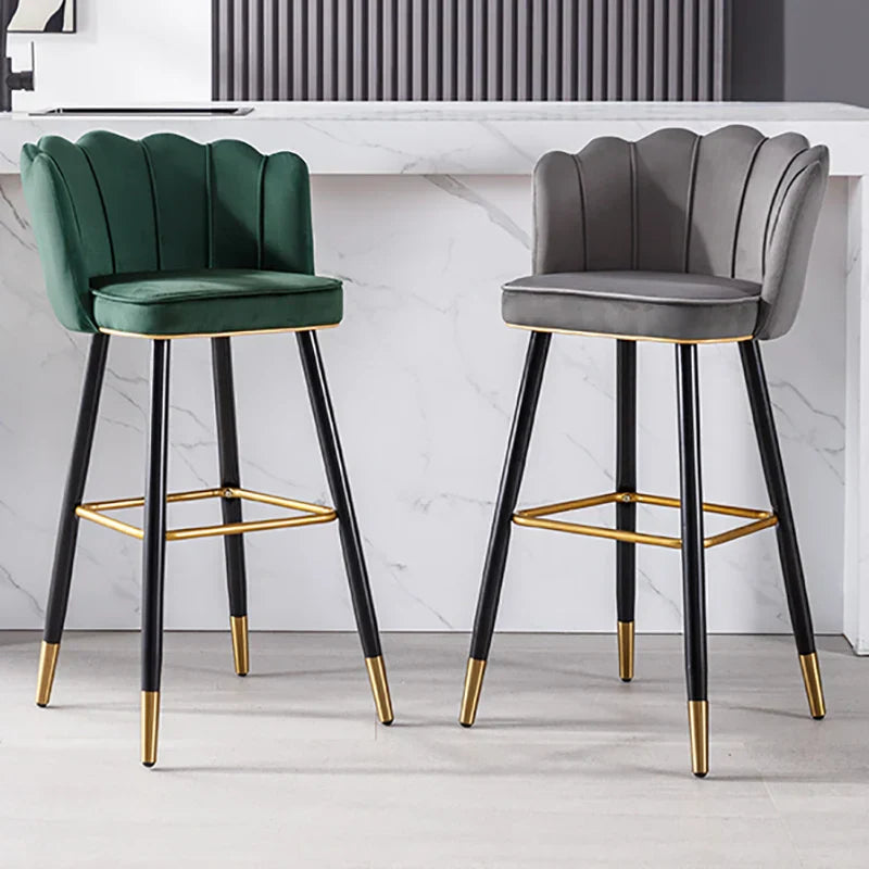 Leather High Bar Chair Modern Nordic Luxury Blue