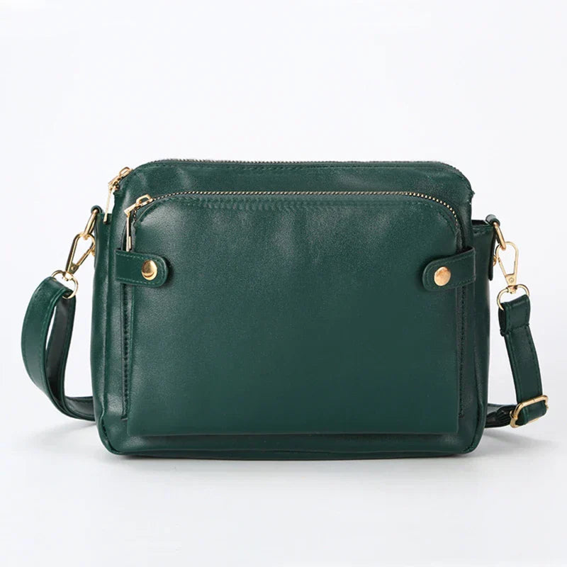 Crossbody Leather Shoulder Bags And Clutches Women's Three-Layer