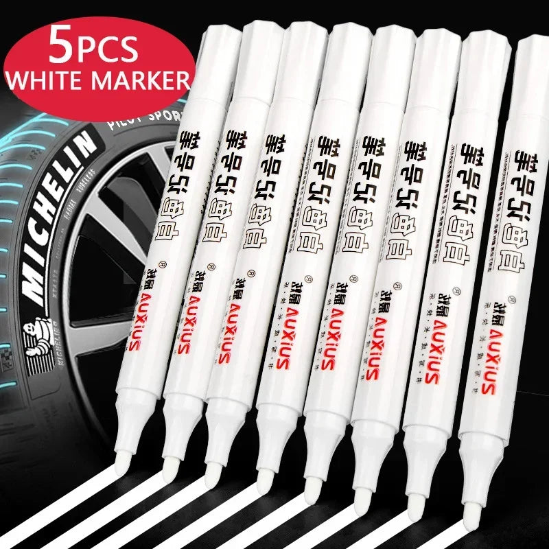 5 Pack White Comics Waterproof Marker Tire Marker