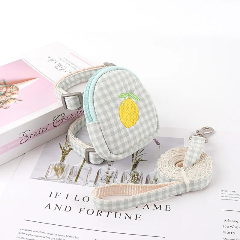 Sweet Embroidery Pattern Dog Leash Bag Functional Pet