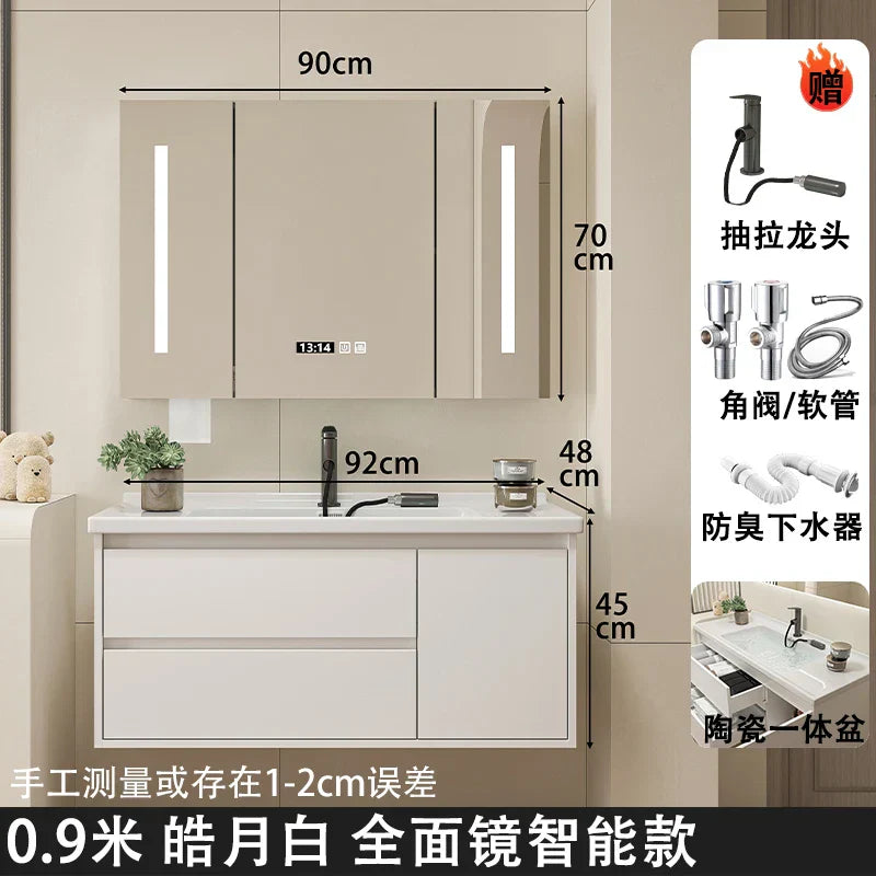 Ceramic Integrated Basin Bathroom Cabinet Modern Minimalist Sink