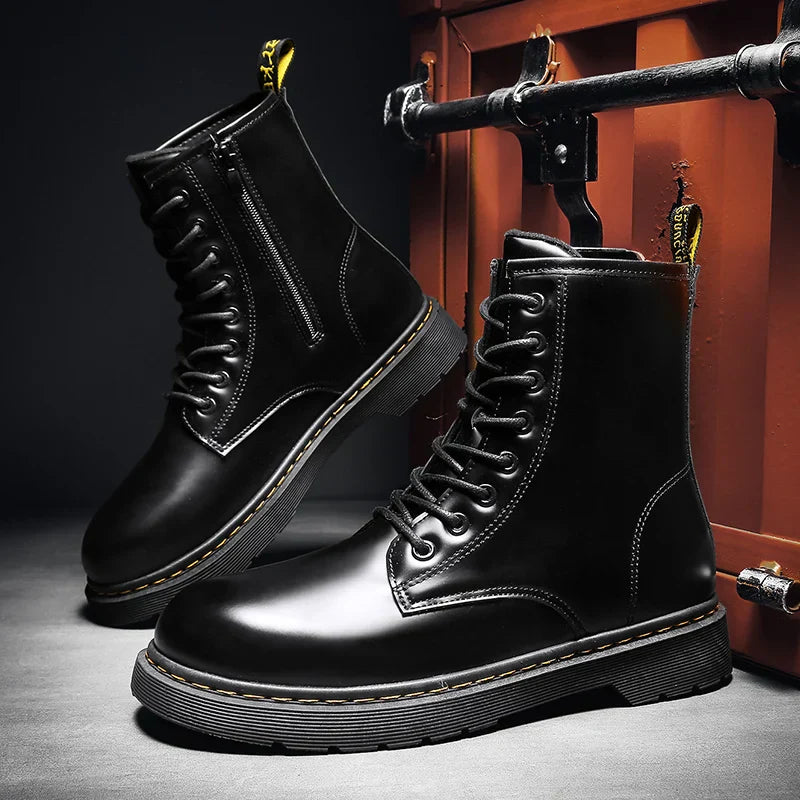 Leather Boots Man Autumn Winter High Top Classic