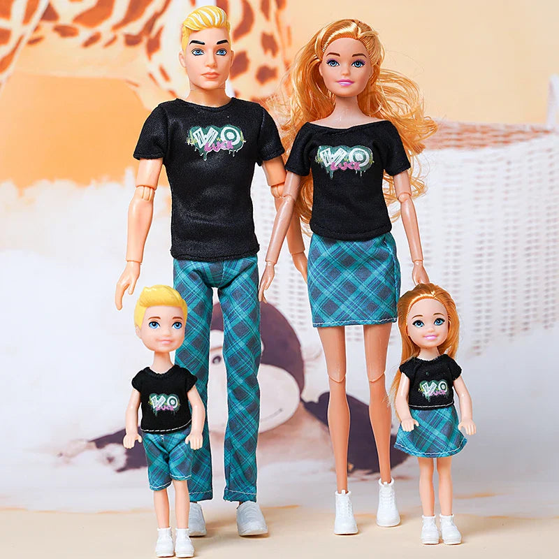 30cm Family Doll Movable Body Mom Dad Ken