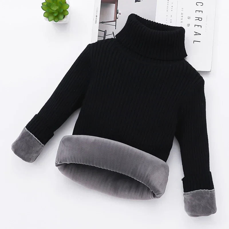 Children Padded Sweater Autumn Winter Kids Turtleneck Knitwear