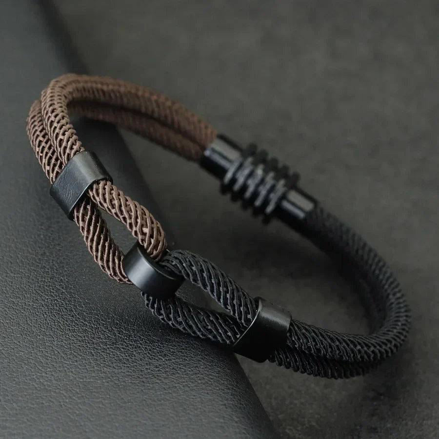 New Bicolor Thread Bracelet For Men Magnet Buckle