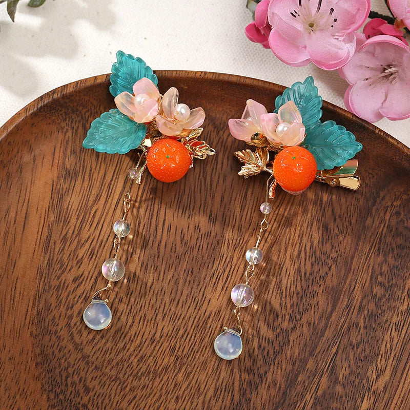 Chinese Hair Clips Girls Hanfu Hair Accessories Green