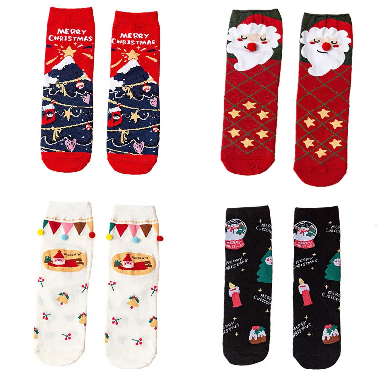 4 Pairs/Lot Children Girls Socks Christmas Socks For