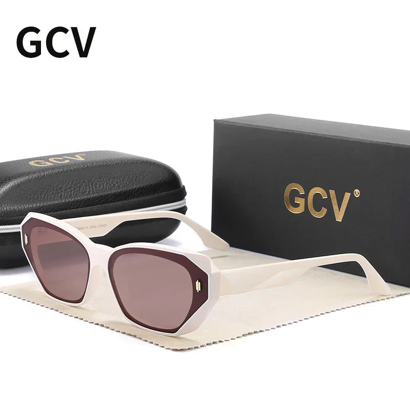 GCV Brand Acetate Cat Eye Polarized Sunglasses Women