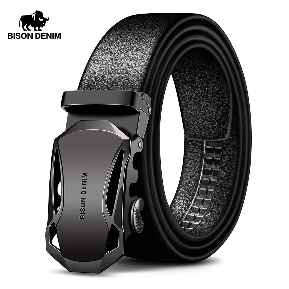 BISON DENIM Men's Belt Cow Leather Belts Brand