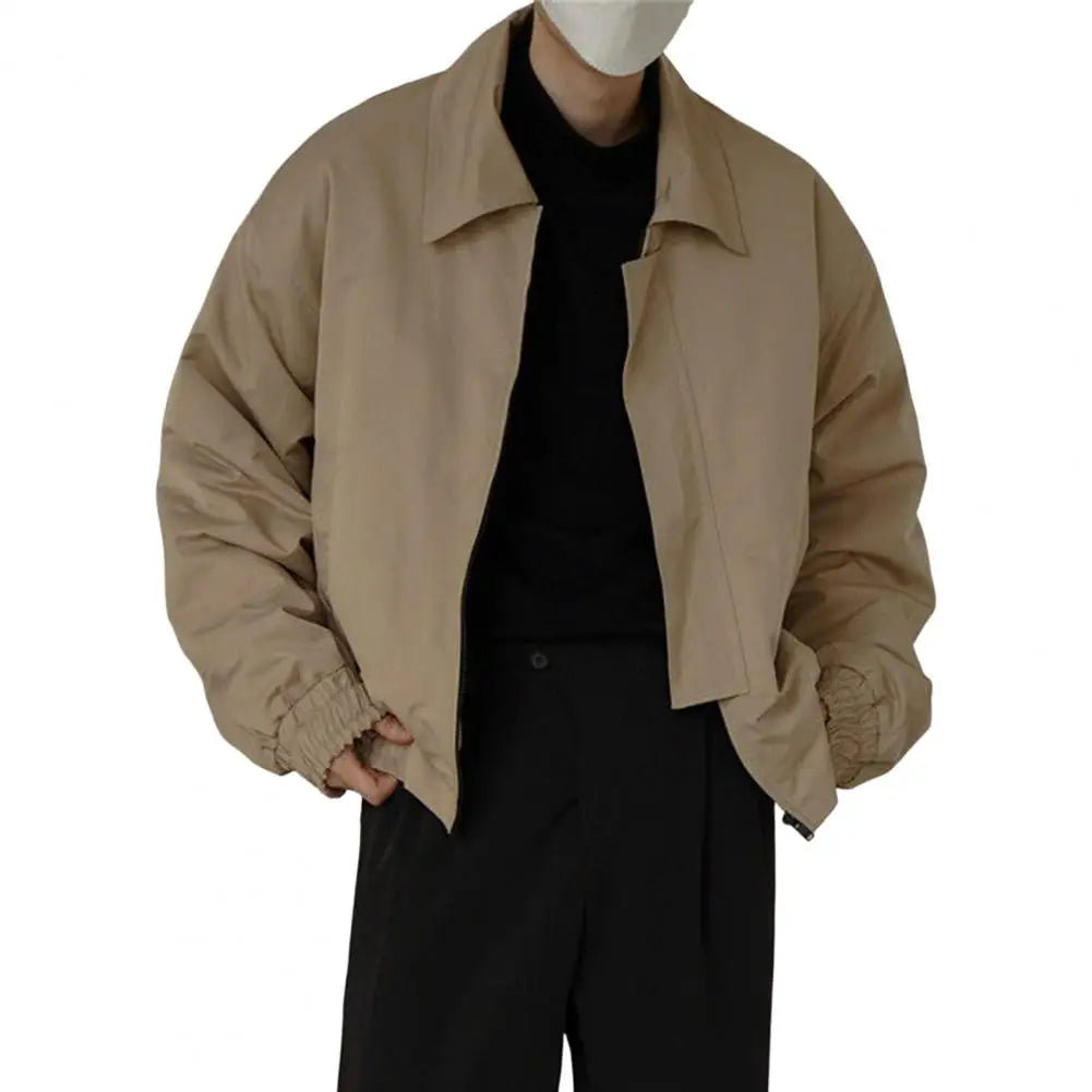 Men Jacket Zipper Closure Personality Long Sleeves Casual