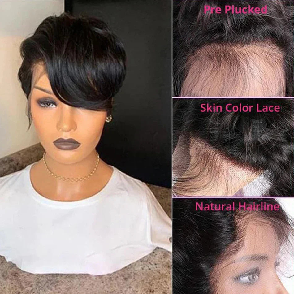 Pixie Cut Wig Transparent Lace Human Hair Wigs