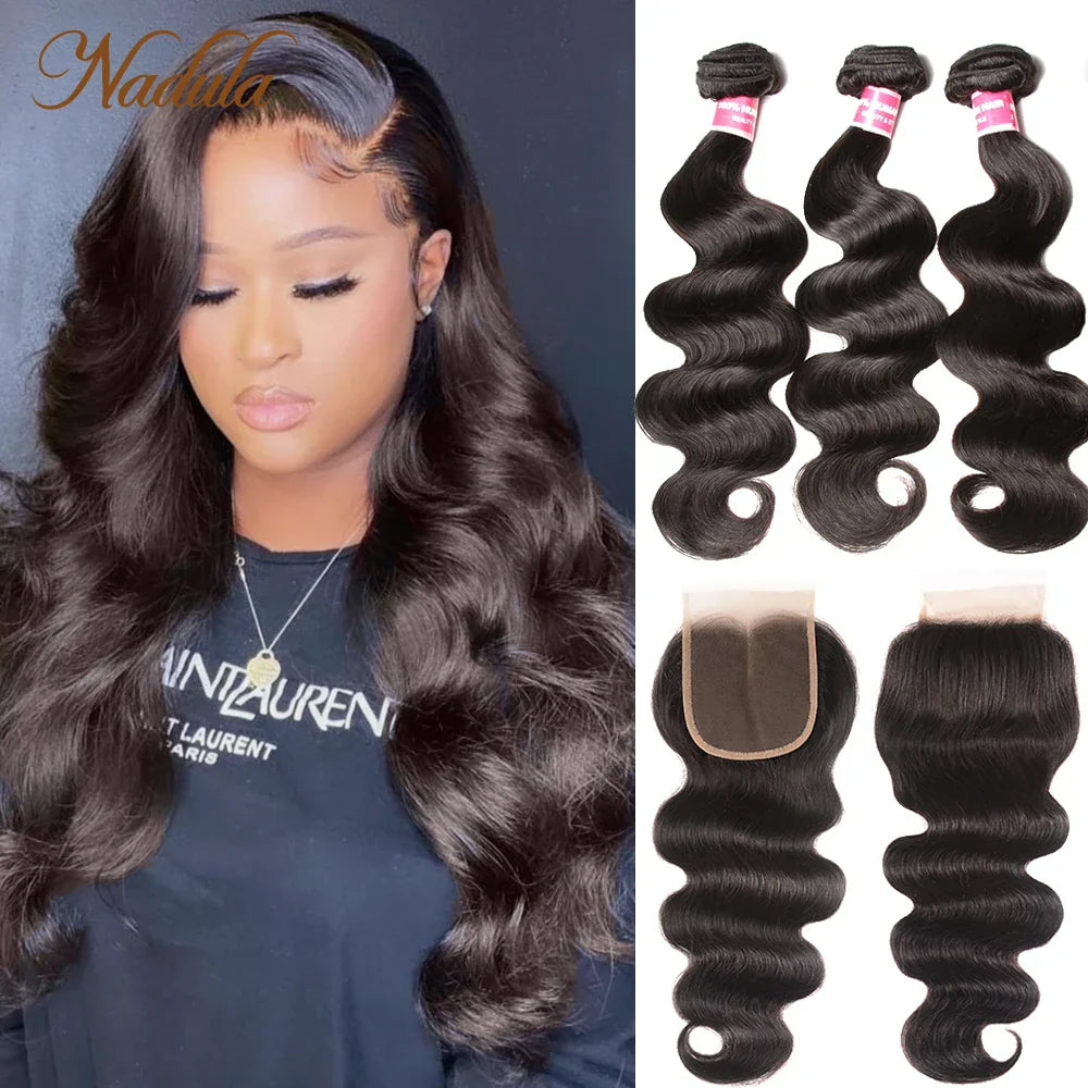 Nadula Body Wave Bundles With Closur 4x4 Closure