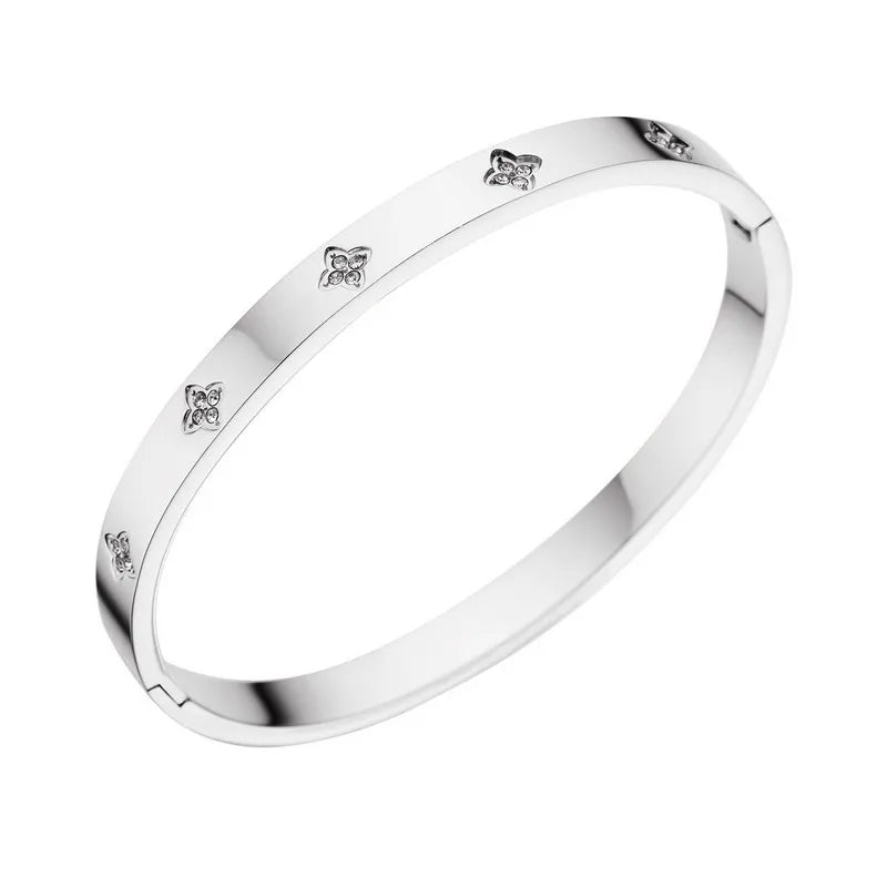 Waterproof Luxury Colorful Cubic Zirconia Bangles Stainless Steel