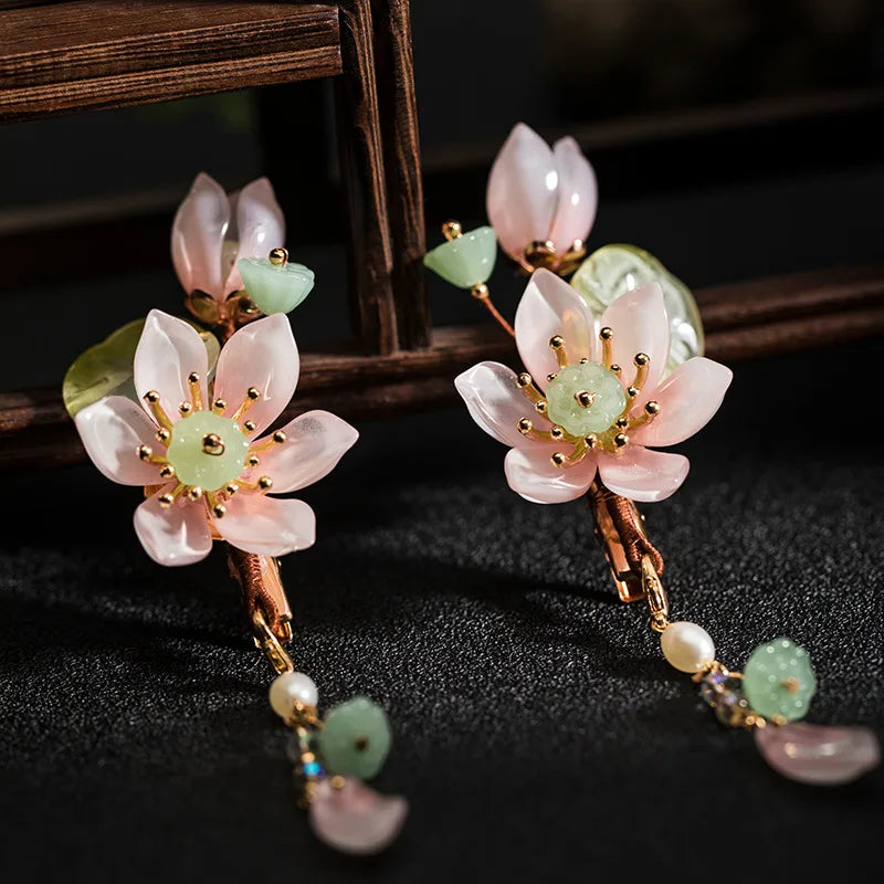 Chinese Hair Clips Girls Hanfu Hair Accessories Green
