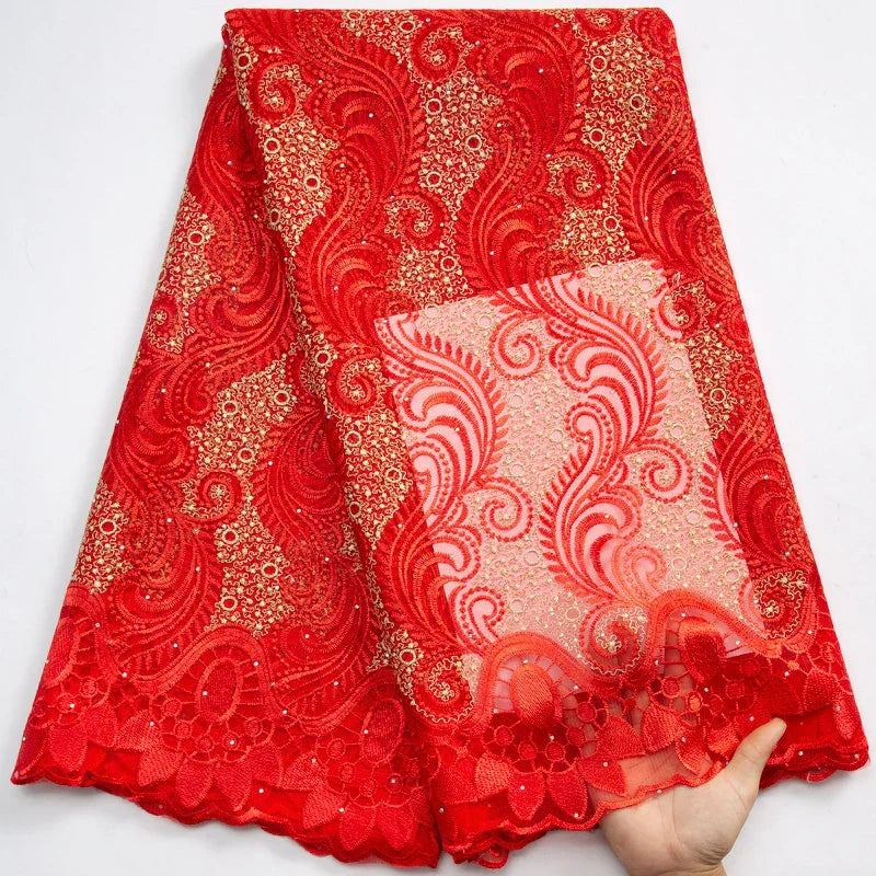 SJD LACE African Lace Fabric with Crystal 2024