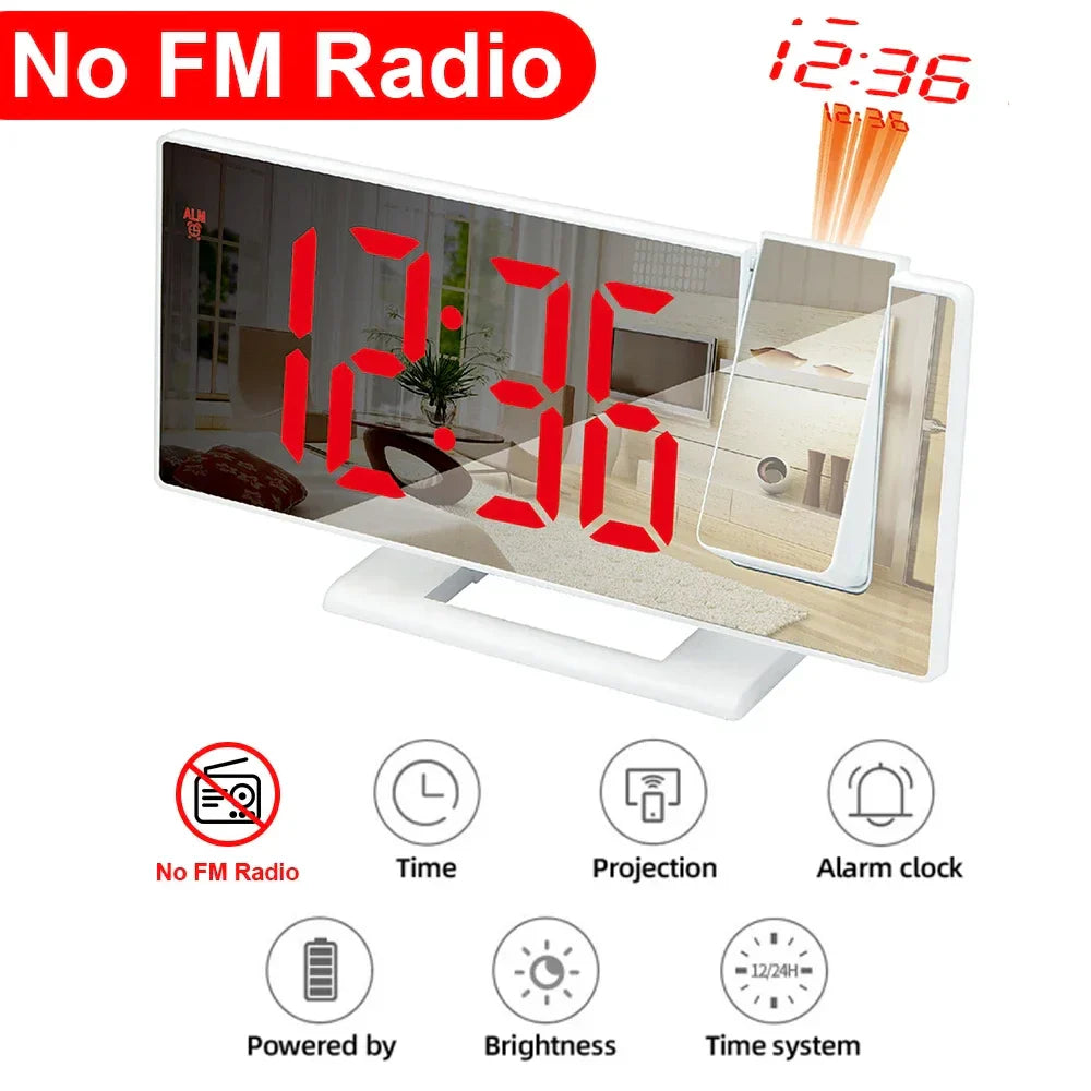LED Digital Projection Alarm Clocks USB Electronic Ceiling