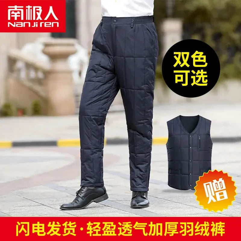 Warm Winter Trousers Down Pants Thickened High Waist