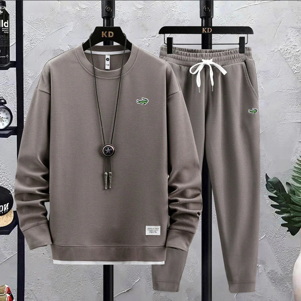 Fashion Autumn Tracksuit Mens Embroidery 2 Piece Outfit