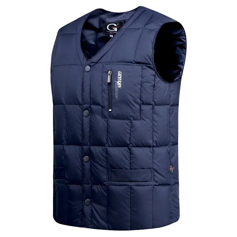 White Duck Down Vest Men Lightweight Autumn Winter