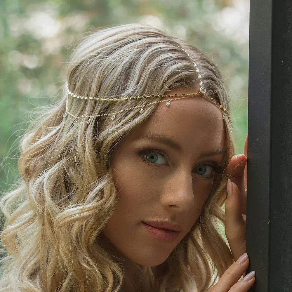 Stonefans Fashion Boho Crystal Head Chain Wedding Hair