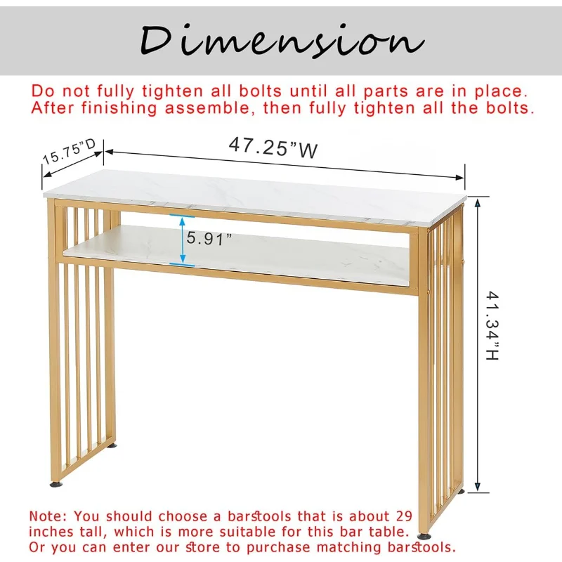 GOLASON Bar Table Gold Bar Table, High Top