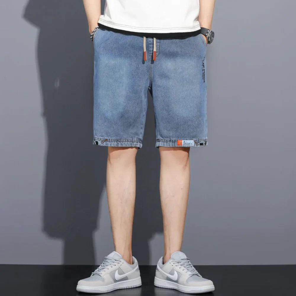New Summer Men Denim Shorts Drawstring Loose y2k