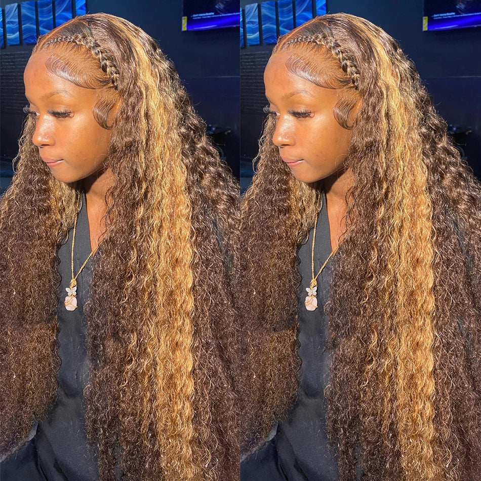 40 Inch Deep Wave Highlight Ombre Lace Front