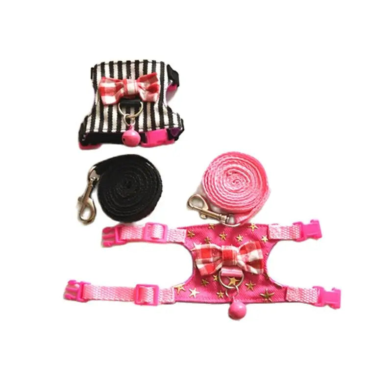 Adjustable Small Pet Stripe Harness Leash Vest Chest