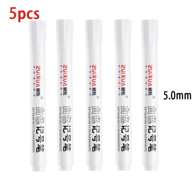 5 Pack White Comics Waterproof Marker Tire Marker